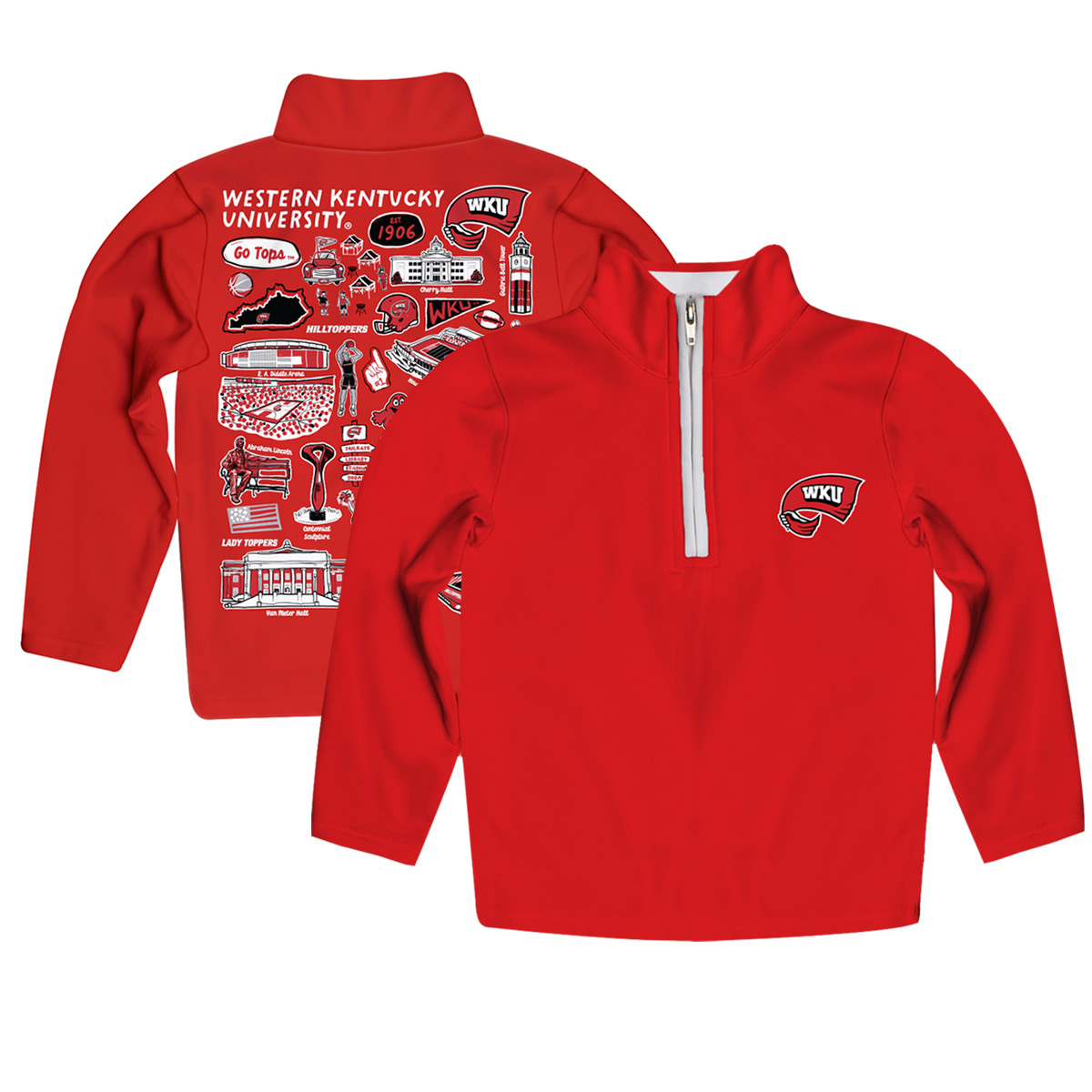 Youth Vive La Fete Red Western Kentucky Hilltoppers Impressions Artwork Quarter-Zip Jacket