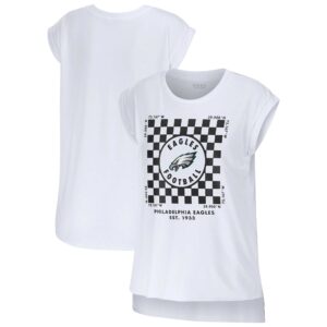 Women's WEAR by Erin Andrews White Philadelphia Eagles Checker Muscle Tank Top