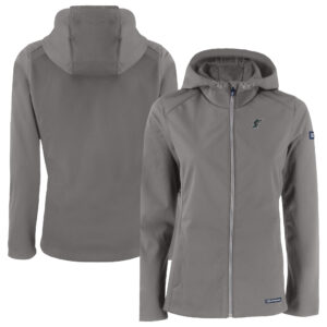 Women's Cutter & Buck Gray Florida Marlins Cooperstown Collection Evoke Eco Softshell Recycled Full-Zip Jacket