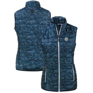 Women's Cutter & Buck Navy Washington Nationals Rainier PrimaLoft Eco Insulated Printed Full-Zip Puffer Vest