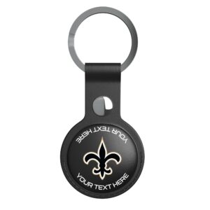 Keyscaper Black New Orleans Saints Personalized AirTag Holder