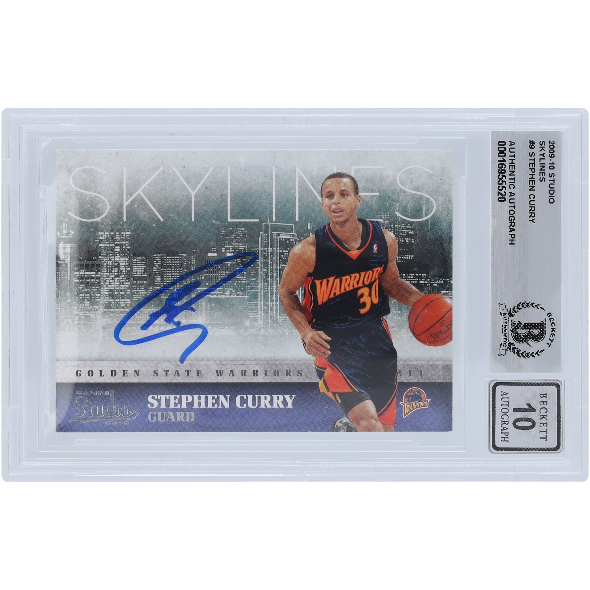 Stephen Curry Golden State Warriors Autographed 2009-10 Panini Studio Skylines #9 BAS Authenticated 10 Rookie Card - Image 7