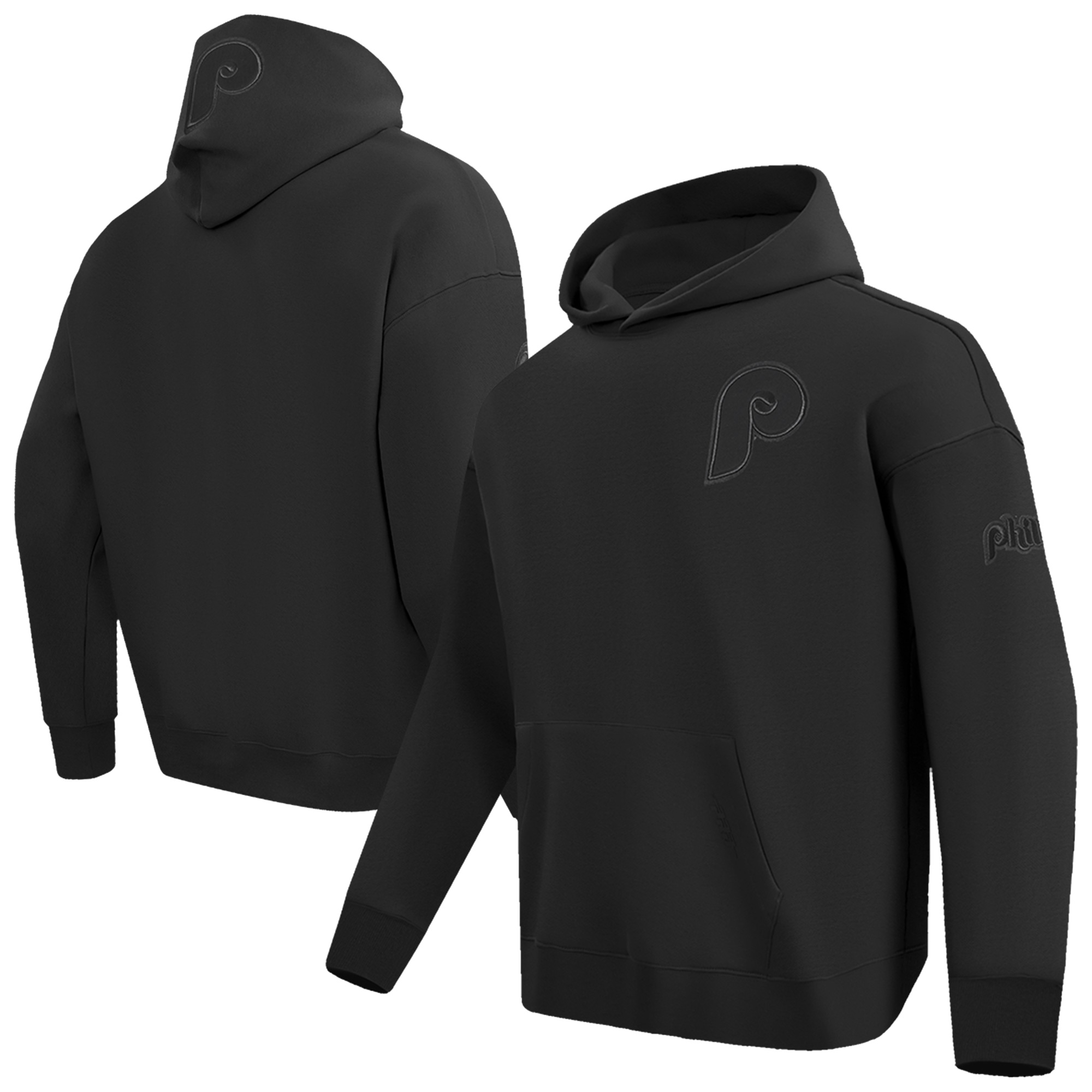 Men's Pro Standard Black Philadelphia Phillies Drop Shoulder Fleece Pullover Sweatshirt