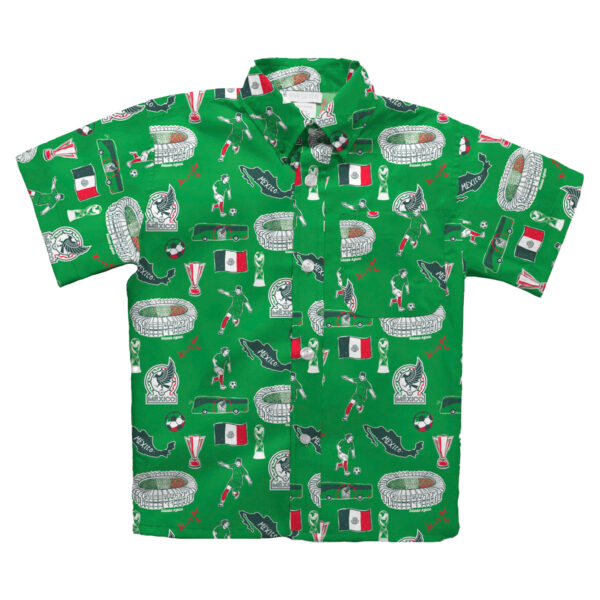 Youth Vive La Fete  Green Mexico National Team Impressions Artwork Button-Up Shirt