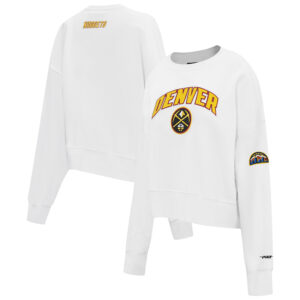 Women's Pro Standard White Denver Nuggets Classic Fleece Pullover Sweatshirt