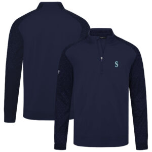 Men's Levelwear  Navy Seattle Mariners Aztec Insignia 2.0 Quarter-Zip Pullover Top