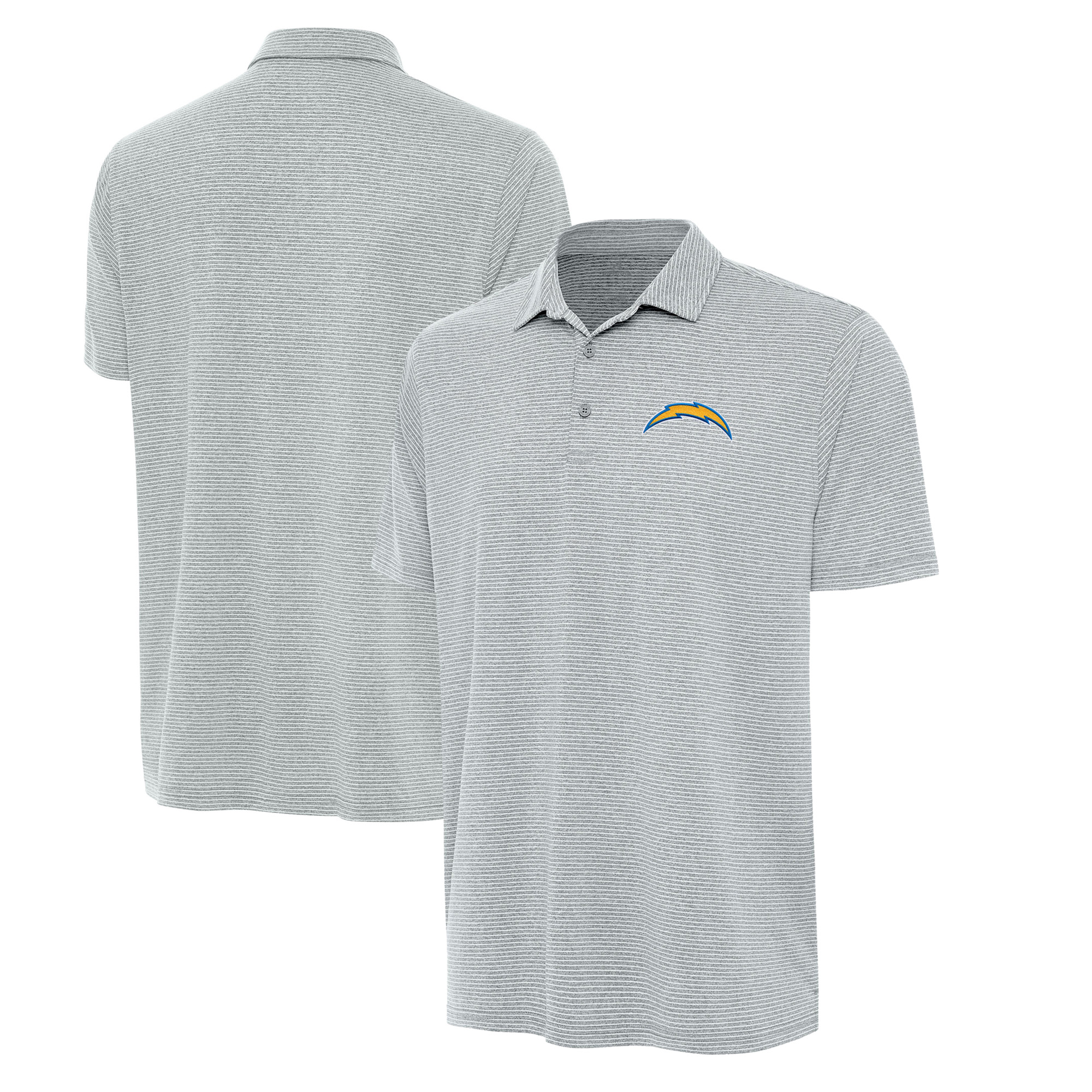 Men's Antigua Heather Gray Los Angeles Chargers Scheme Polo