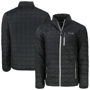 Men's Cutter & Buck Black Atlanta Braves Rainier PrimaLoft® Eco Insulated Full-Zip Hoodie Puffer Jacket