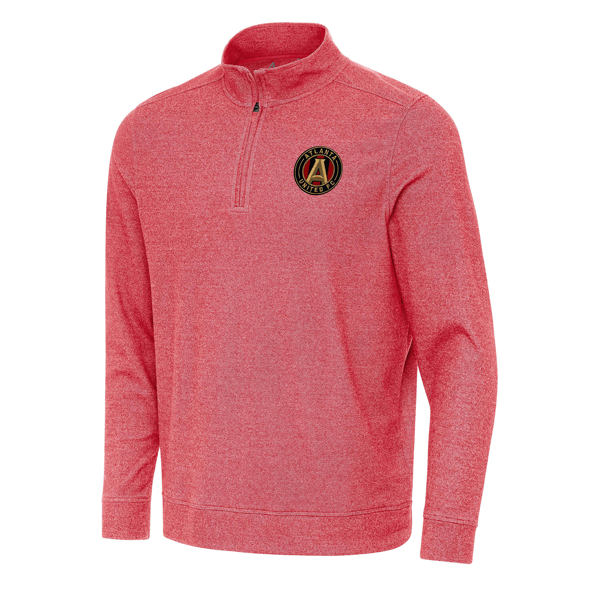 Men's Antigua Heather Red Atlanta United FC Subtle Quarter-Zip Jacket