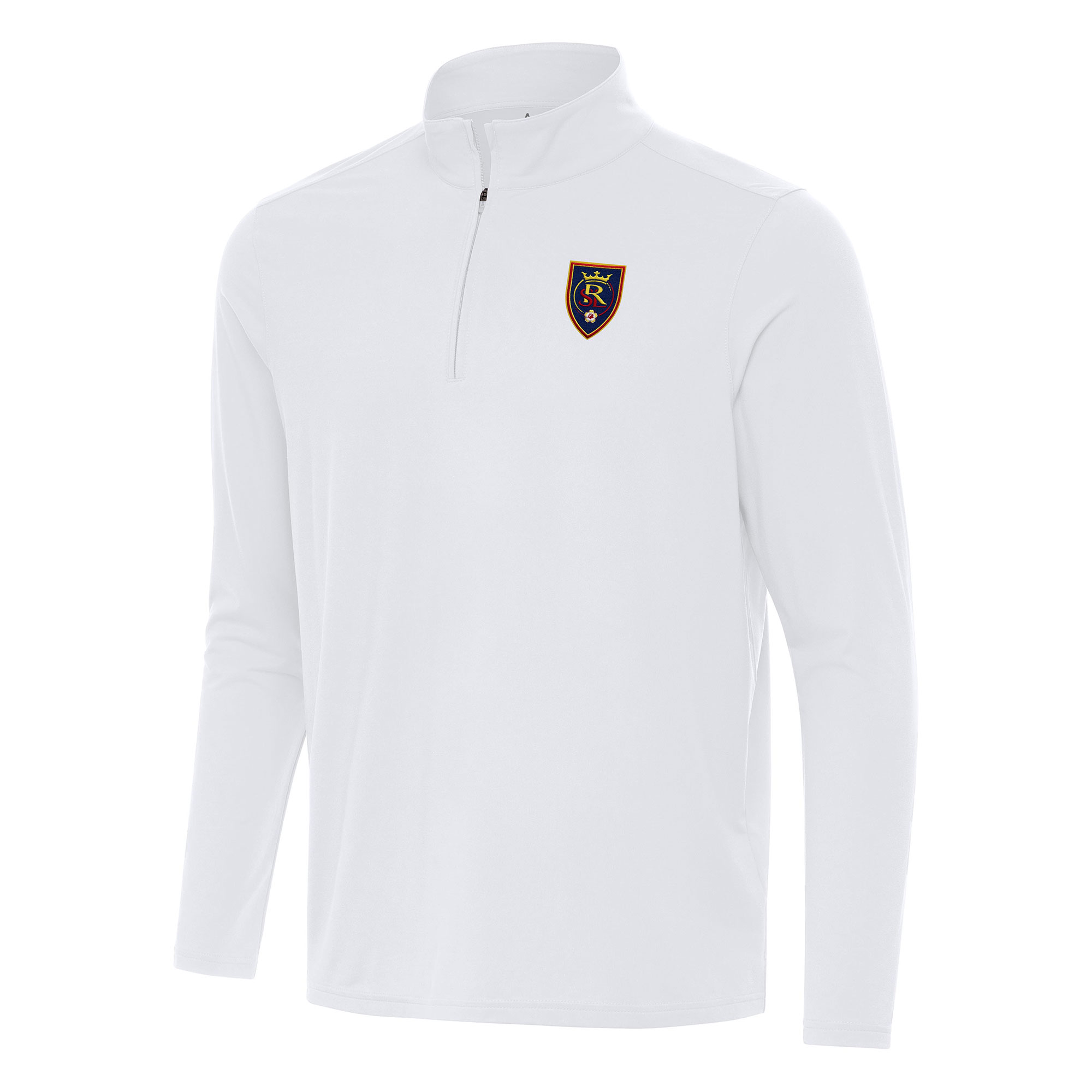 Men's Antigua White Real Salt Lake Intent Quarter-Zip Jacket