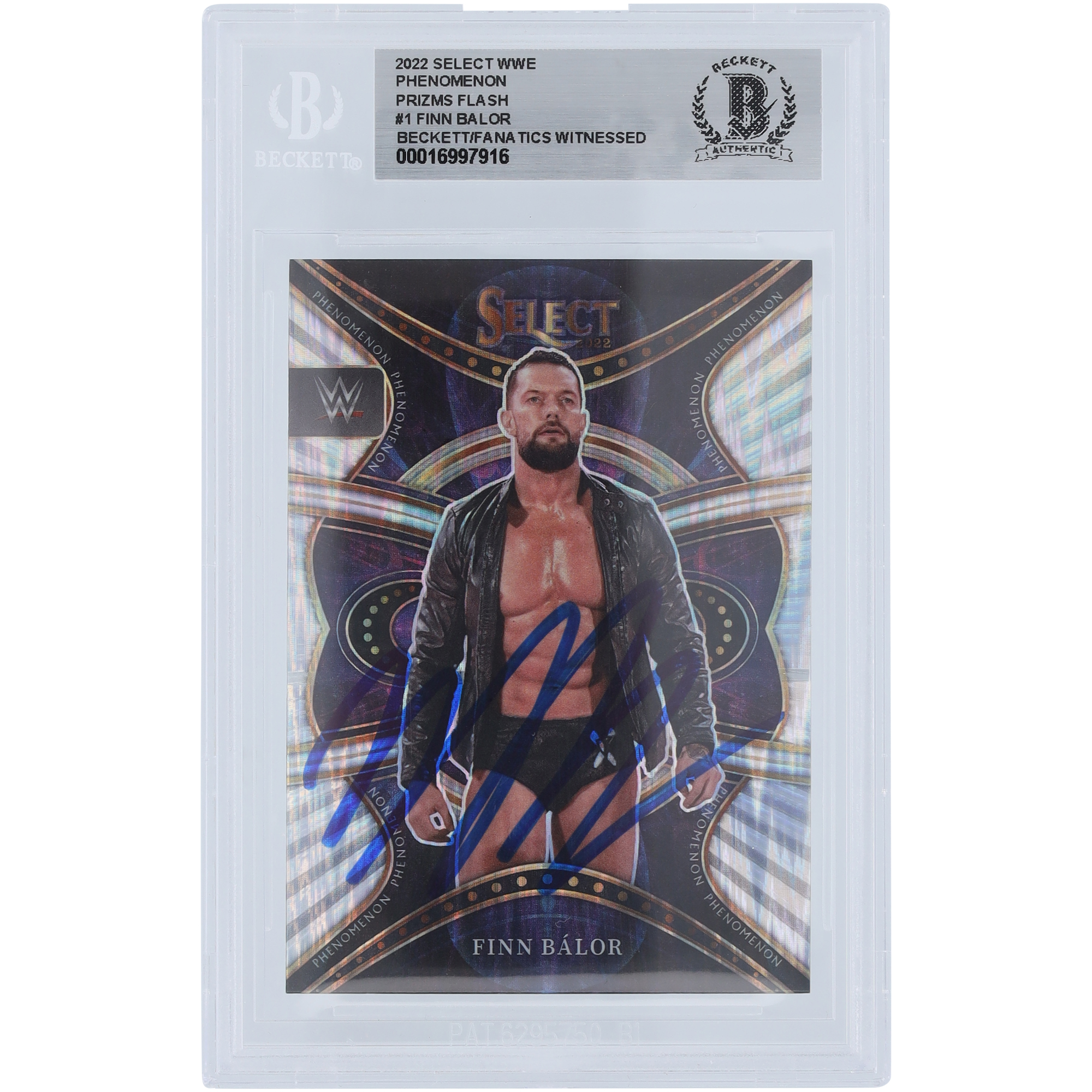 Finn Bálor WWE Autographed 2022 Panini Select Phenomenon Flash Prizm #1 Beckett Fanatics Witnessed Authenticated Card
