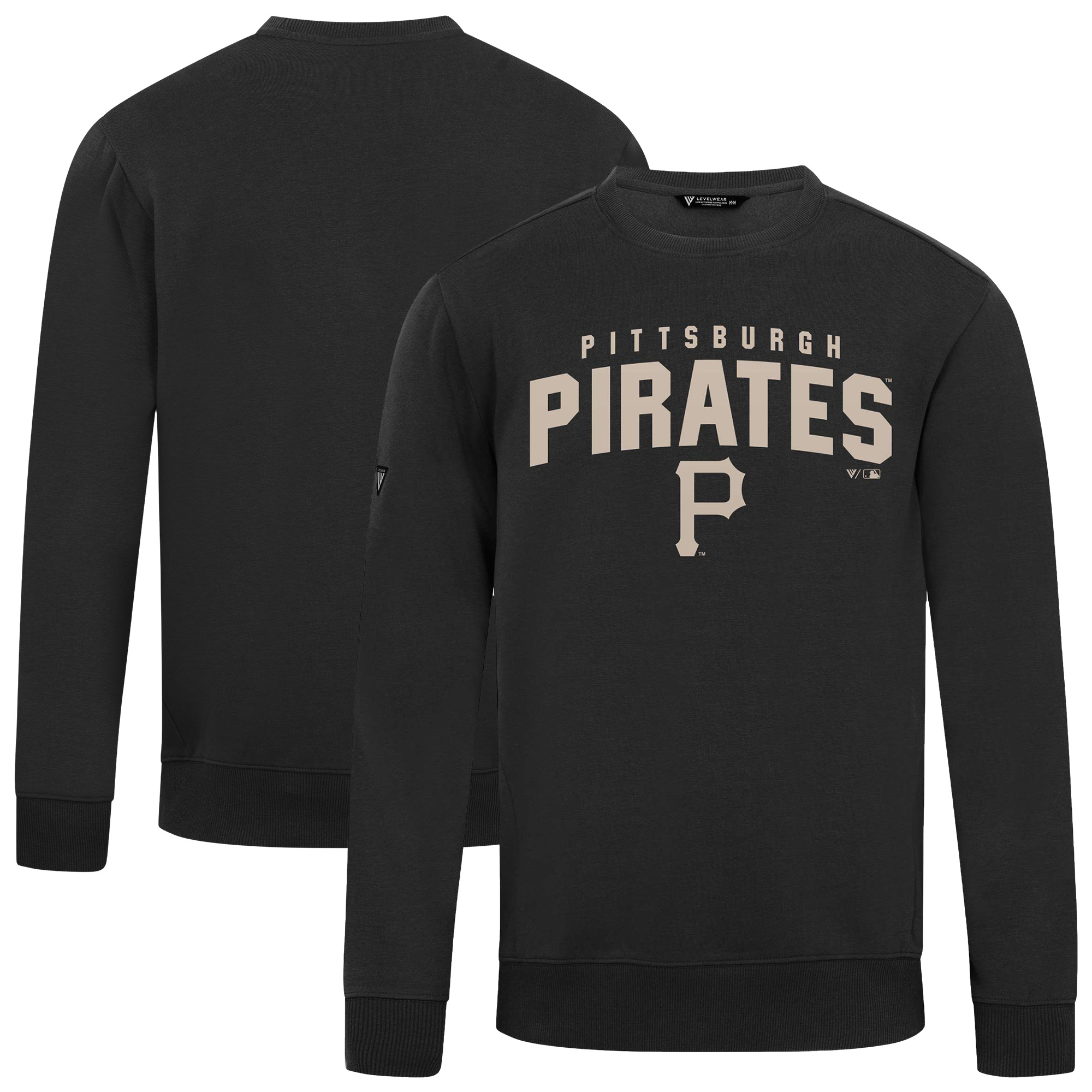 Men's Levelwear Black Pittsburgh Pirates Zane Team Arch Pullover Sweatshirt - Image 5