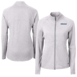 Women's Cutter & Buck Heather Gray Spelman College Jaguars Adapt Eco Knit Recycled Raglan Full-Zip Top