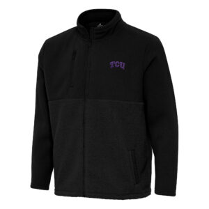 Men's Antigua Black TCU Horned Frogs Daily Fused Full-Zip Jacket