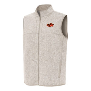 Men's Antigua Oatmeal Oklahoma State Cowboys Fortune Full-Zip Vest