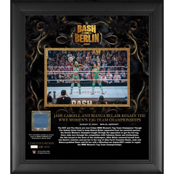 Bianca Belair & Jade Cargill WWE Framed 15" x 17" 2024 Bash In Berlin Collage with a Piece of Match-Used Canvas - Limited Edition of 500