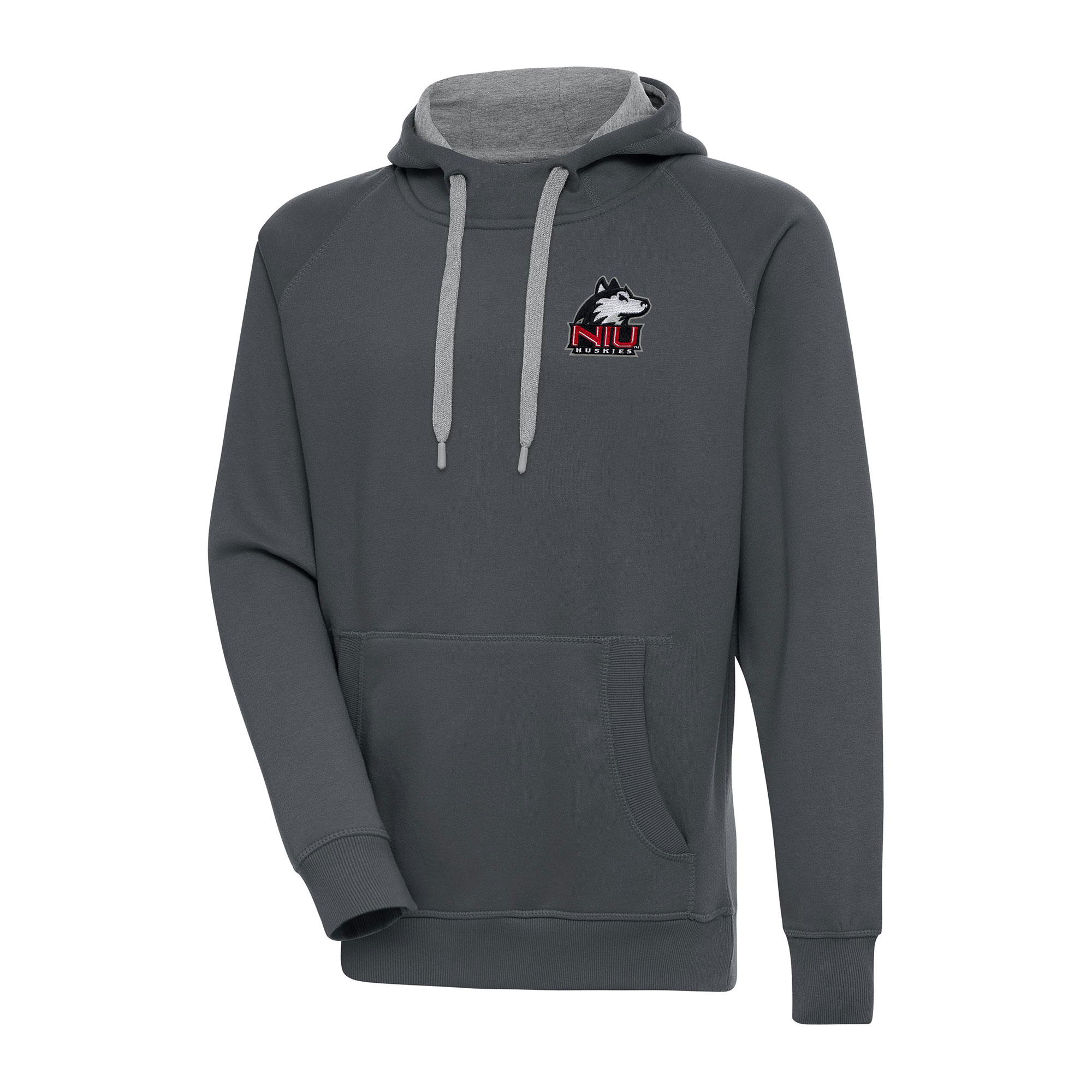 Men's Antigua Charcoal Northern Illinois Huskies Big & Tall Victory Raglan Pullover Hoodie