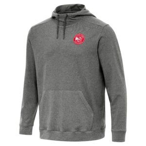 Men's Antigua Heather Black Atlanta Hawks Cloud Pullover Hoodie
