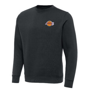 Men's Antigua Charcoal Los Angeles Lakers Victory Crewneck Pullover Sweatshirt