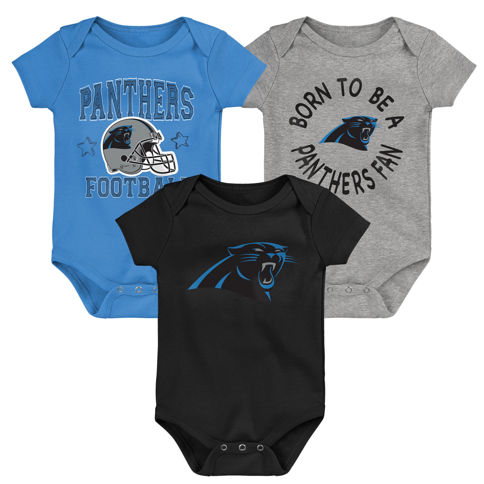 Infant Black/Blue/Gray Carolina Panthers Born to Be 3-Pack Bodysuit Set - Image 2