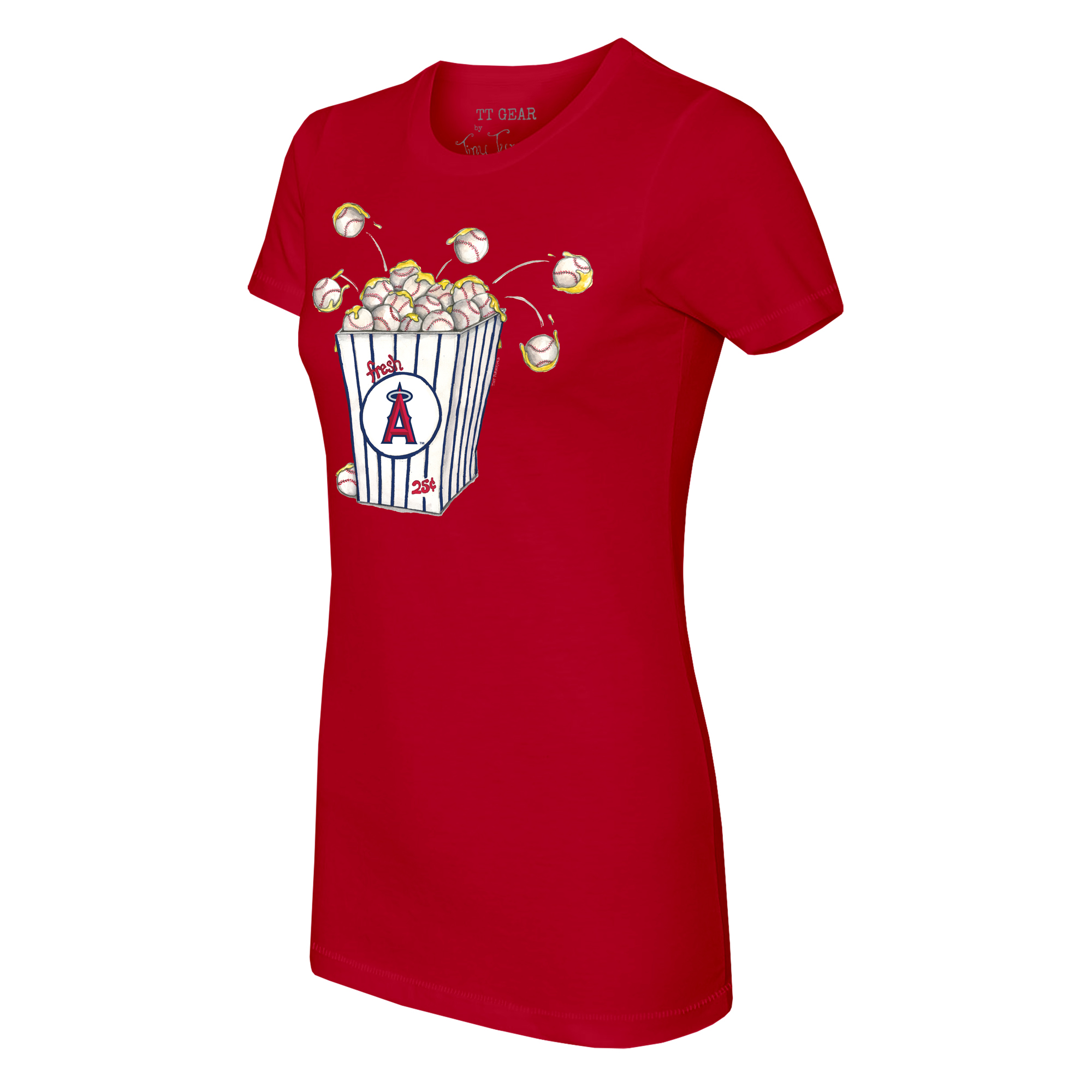 Women's Tiny Turnip Red Los Angeles Angels Popcorn T-Shirt - Image 3
