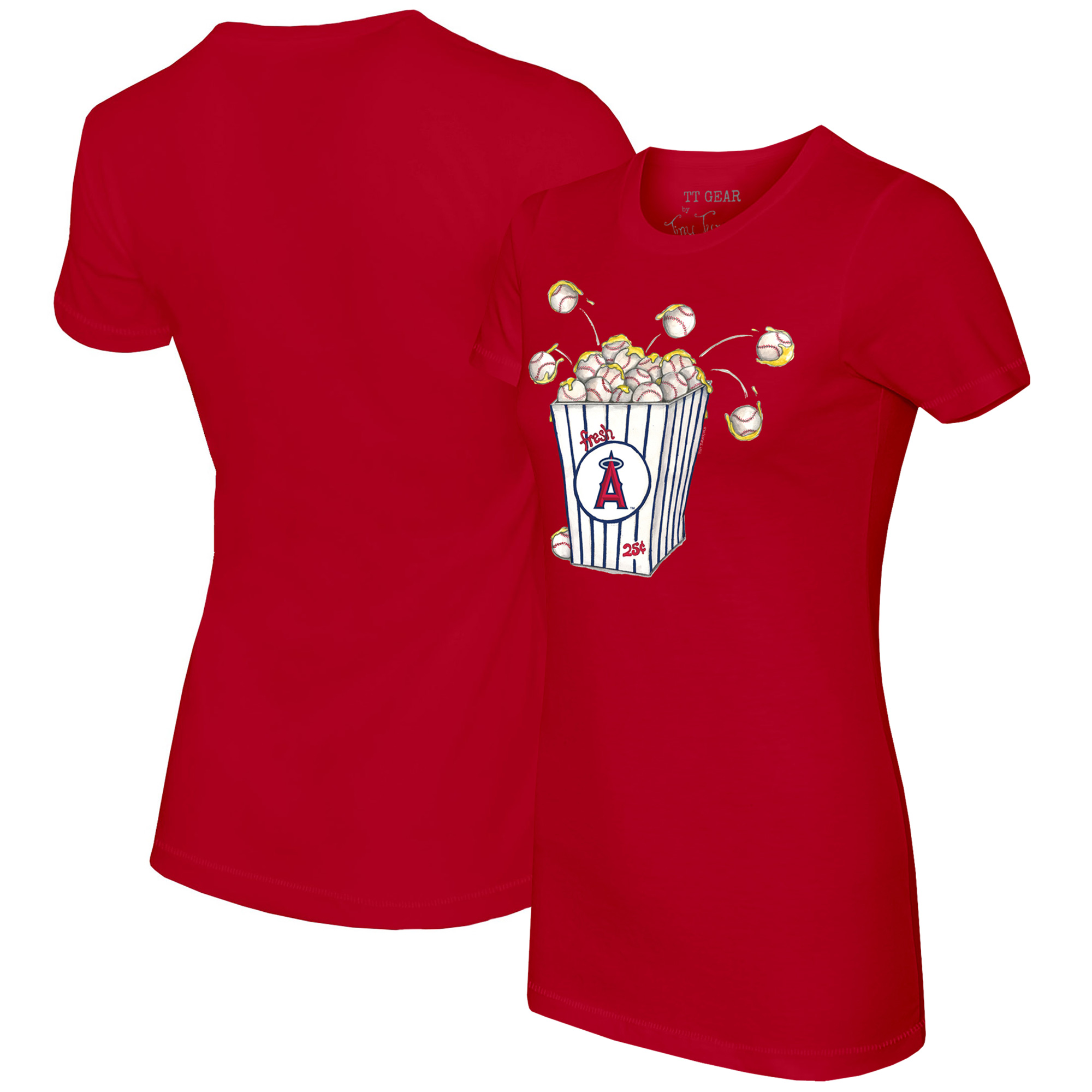 Women's Tiny Turnip Red Los Angeles Angels Popcorn T-Shirt