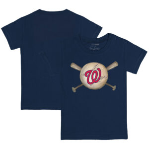 Youth Tiny Turnip Navy Washington Nationals Baseball Cross Bats T-Shirt