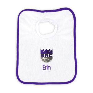 Newborn & Infant White Sacramento Kings Personalized Bib