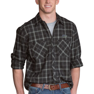 Men's Charcoal Mount Union Purple Raiders Brewer Flannel Long Sleeve Shirt