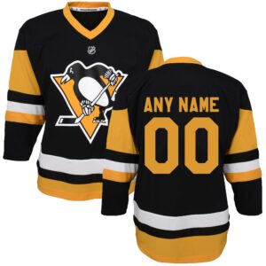 Preschool Black Pittsburgh Penguins Home Replica Custom Jersey