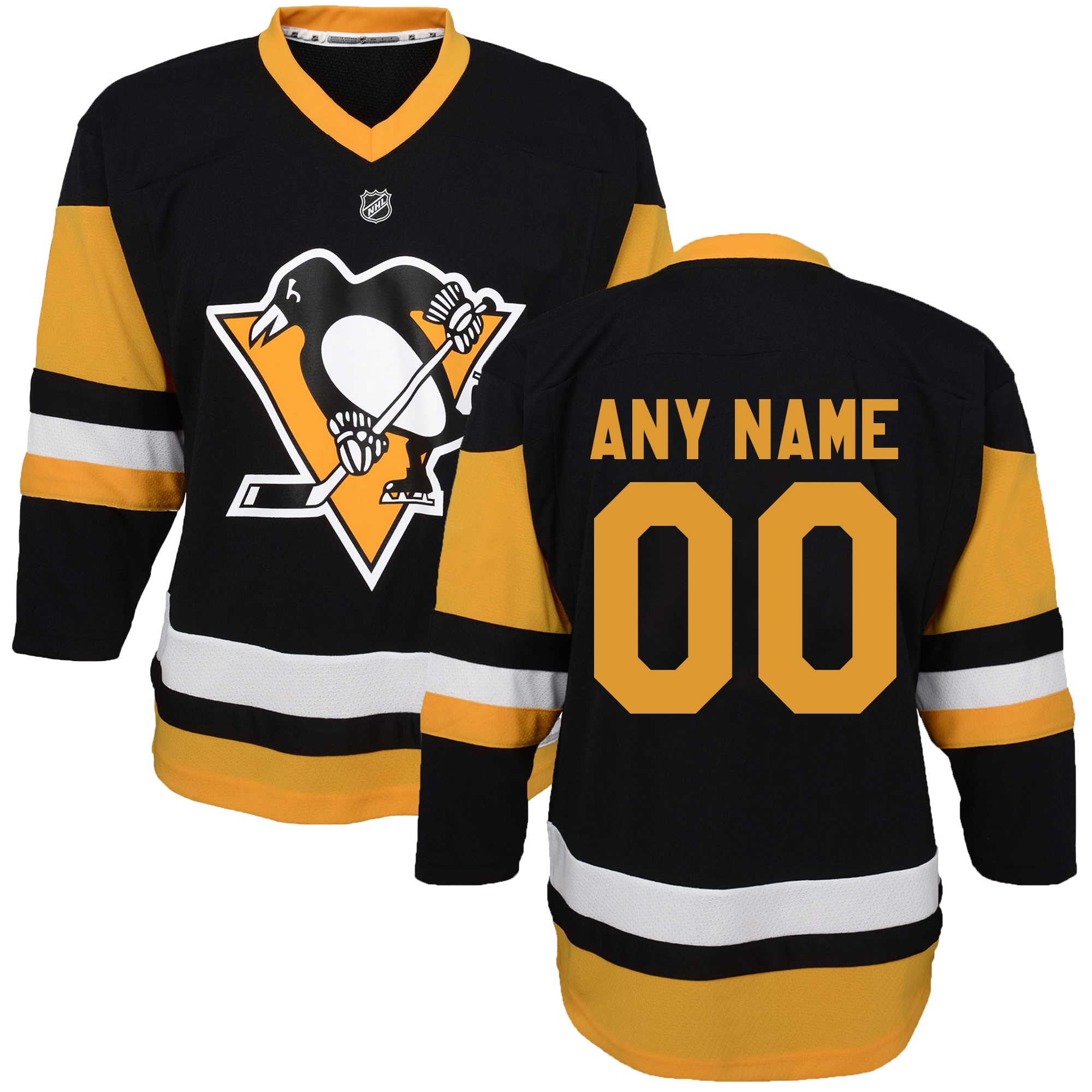 Preschool Black Pittsburgh Penguins Home Replica Custom Jersey
