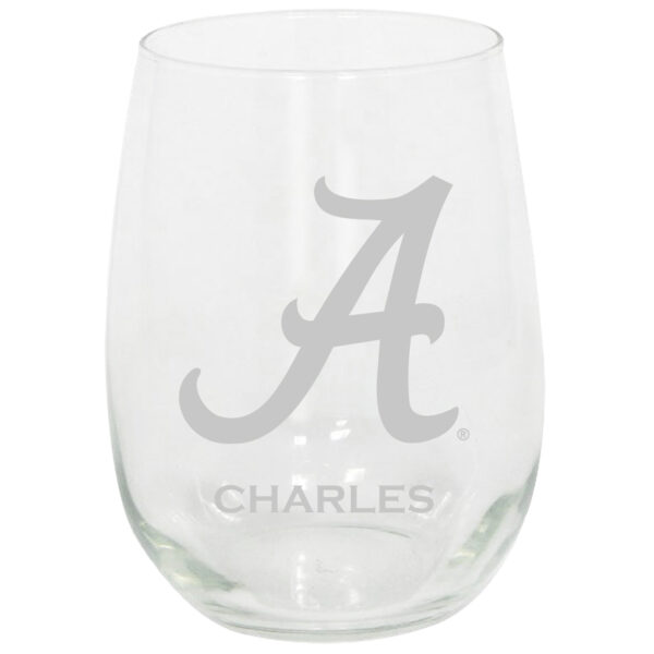 Alabama Crimson Tide 15oz. Personalized Stemless Etched Glass Tumbler