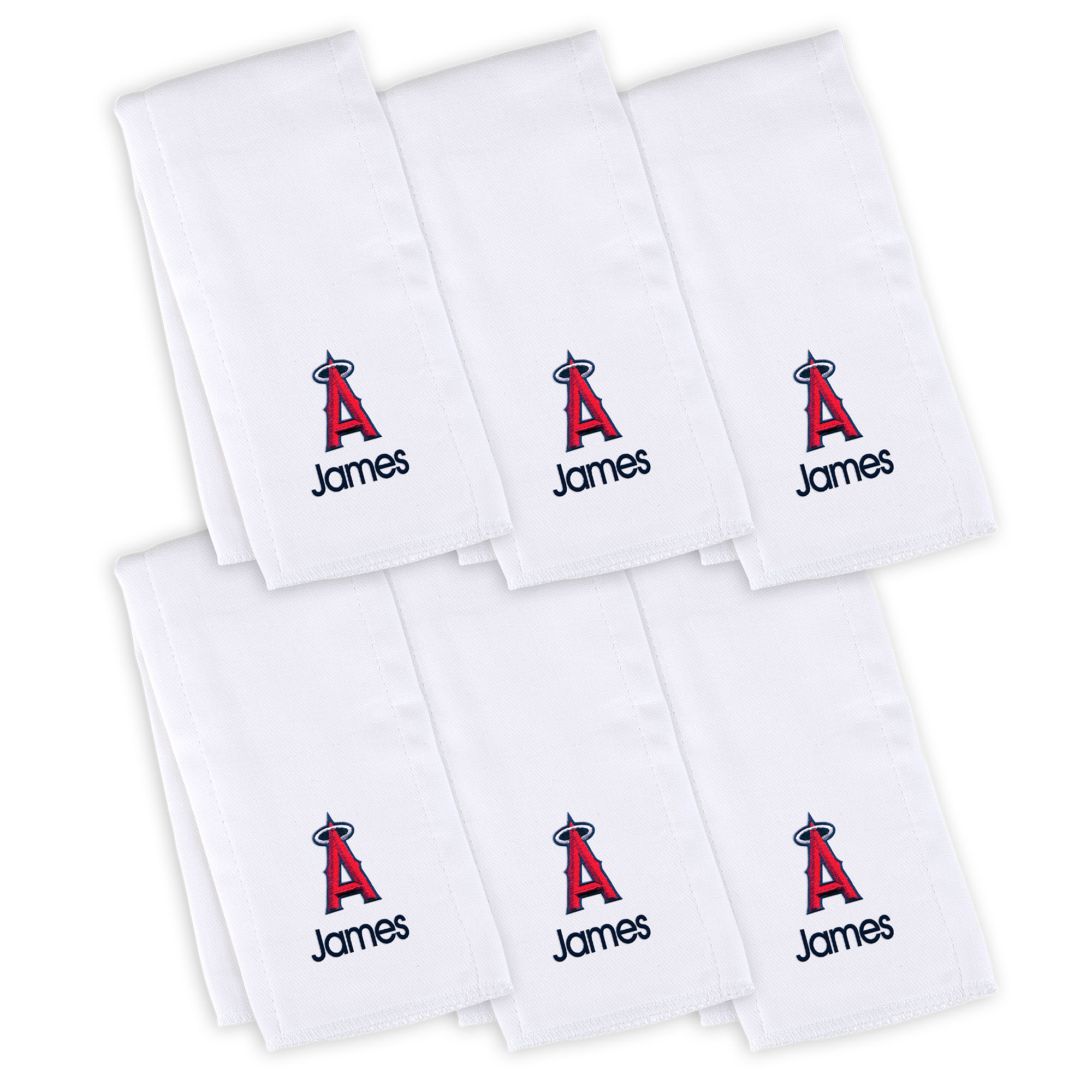 Infant White Los Angeles Angels Personalized Burp Cloth 6-Pack