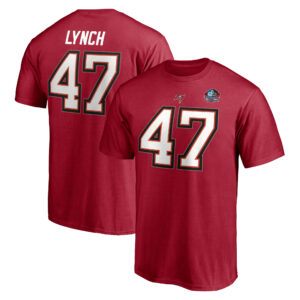 Men's Fanatics John Lynch Red Tampa Bay Buccaneers NFL Hall of Fame Class of 2021 Name & Number T-Shirt