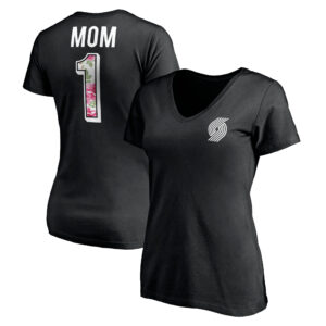 Women's Black Portland Trail Blazers Mother's Day Logo V-Neck T-Shirt