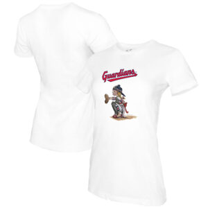 Women's Tiny Turnip White Cleveland Guardians Kate the Catcher T-Shirt