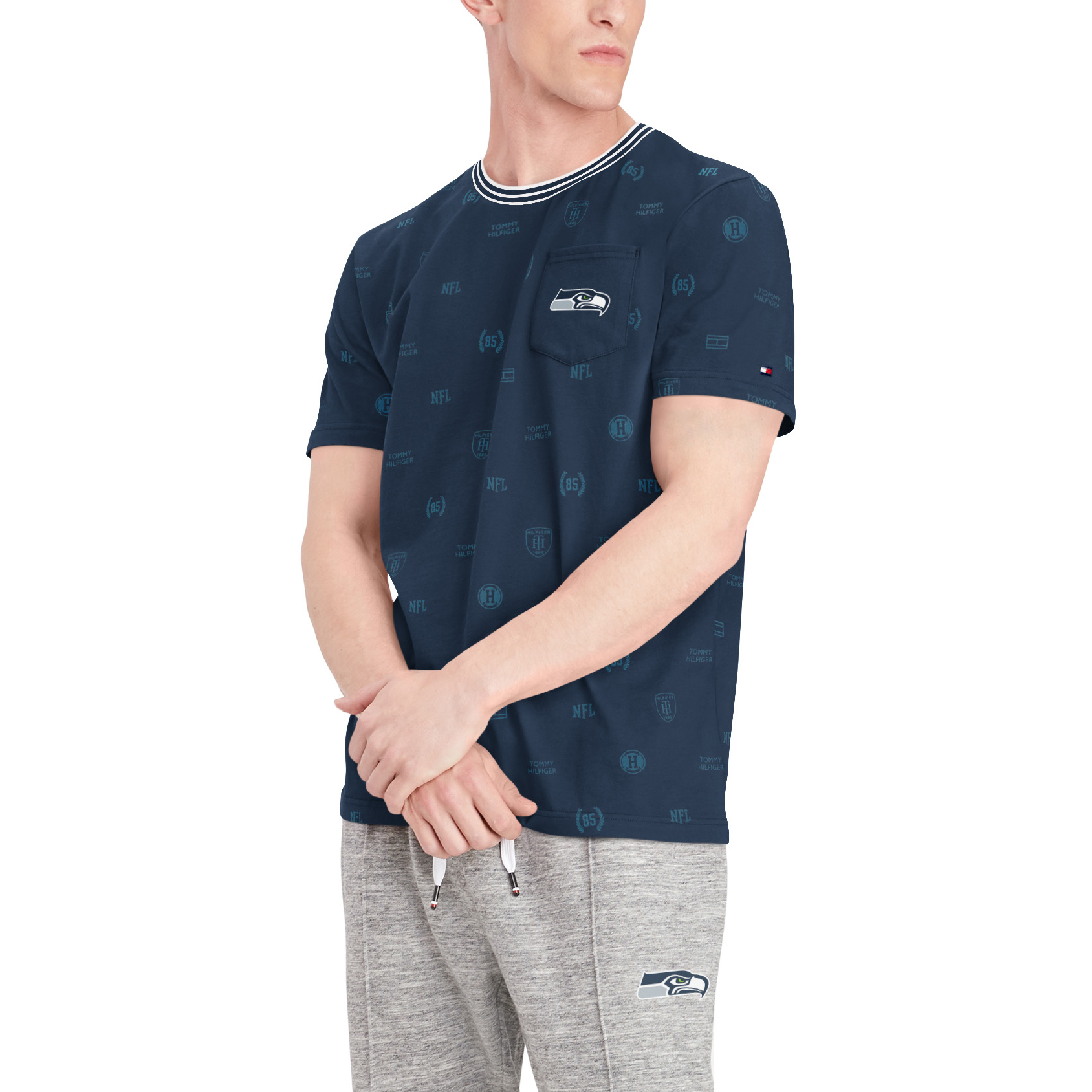 Men's Tommy Hilfiger College Navy Seattle Seahawks Essential Pocket T-Shirt - Image 9