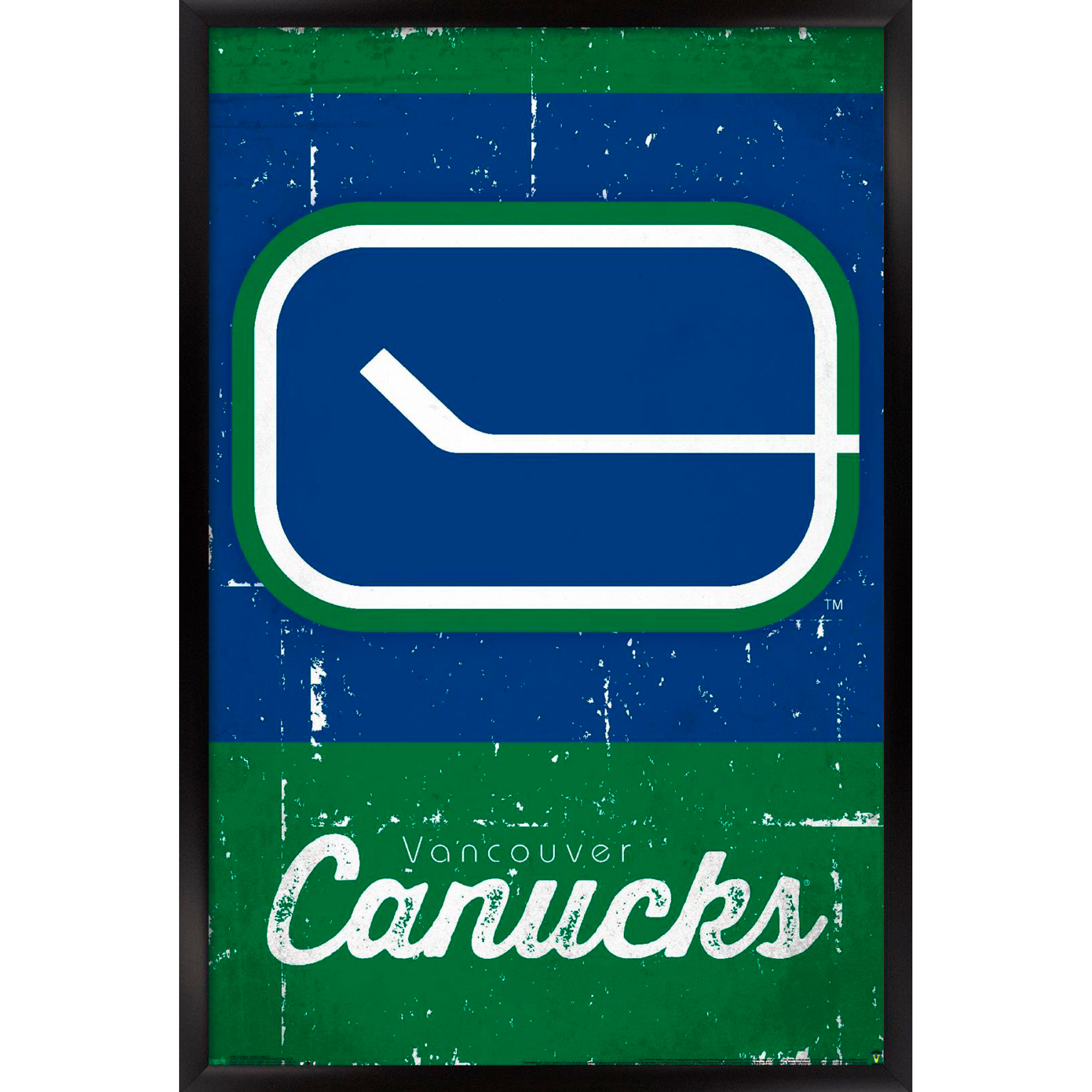 Vancouver Canucks 35.75'' x 24.25'' Framed Wordmark Logo Poster