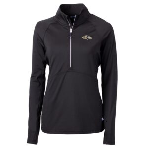 Women's Cutter & Buck Black Baltimore Ravens Adapt Eco Knit Half-Zip Pullover Jacket
