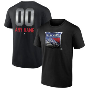 Men's Black New York Rangers Personalized Midnight Mascot Logo T-Shirt