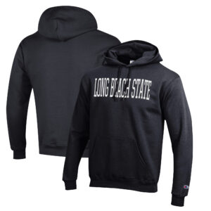 Men's Champion Black Cal State Long Beach The Beach Eco Powerblend Pullover Hoodie