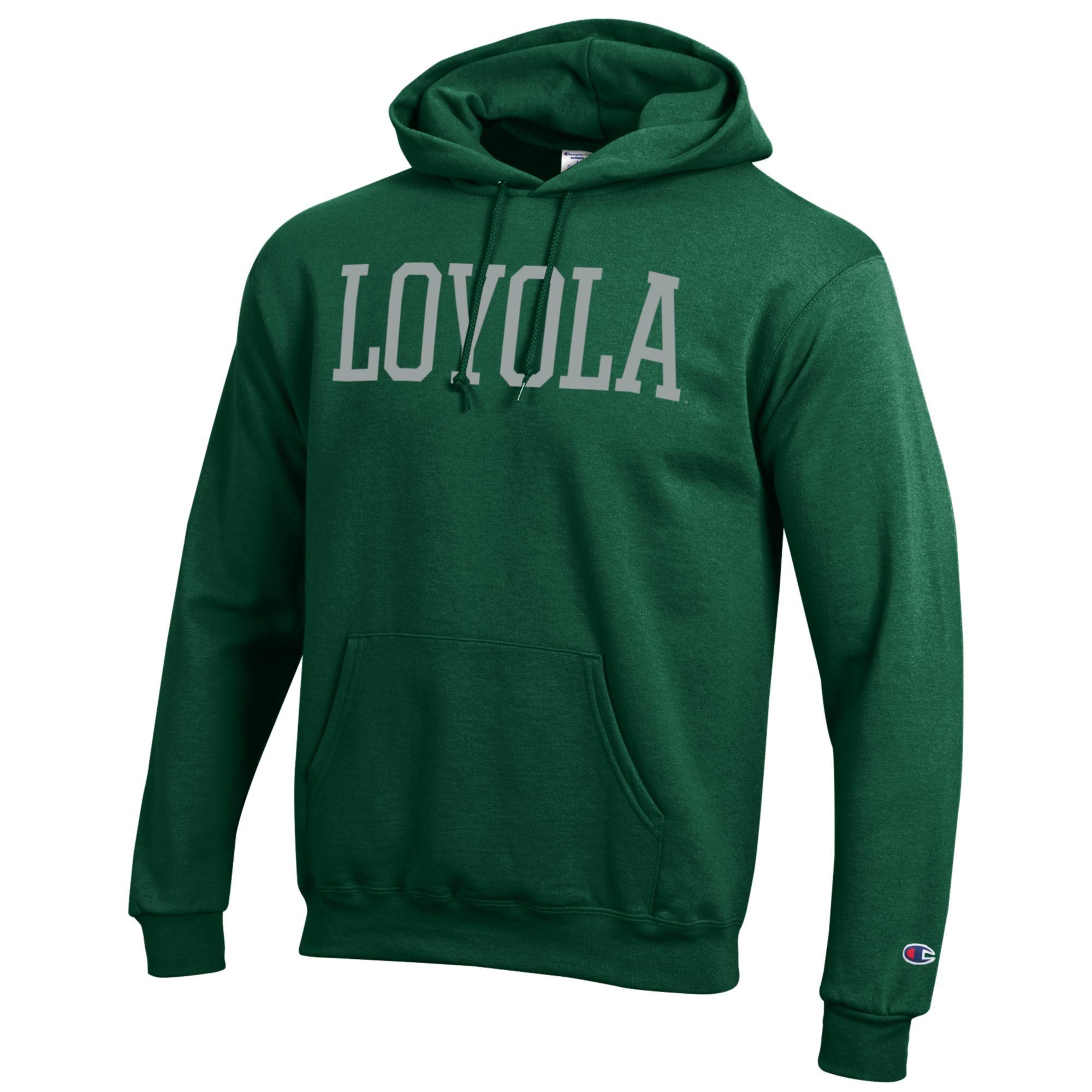 Men's Champion Green Loyola Greyhounds Eco Powerblend Pullover Hoodie - Image 6