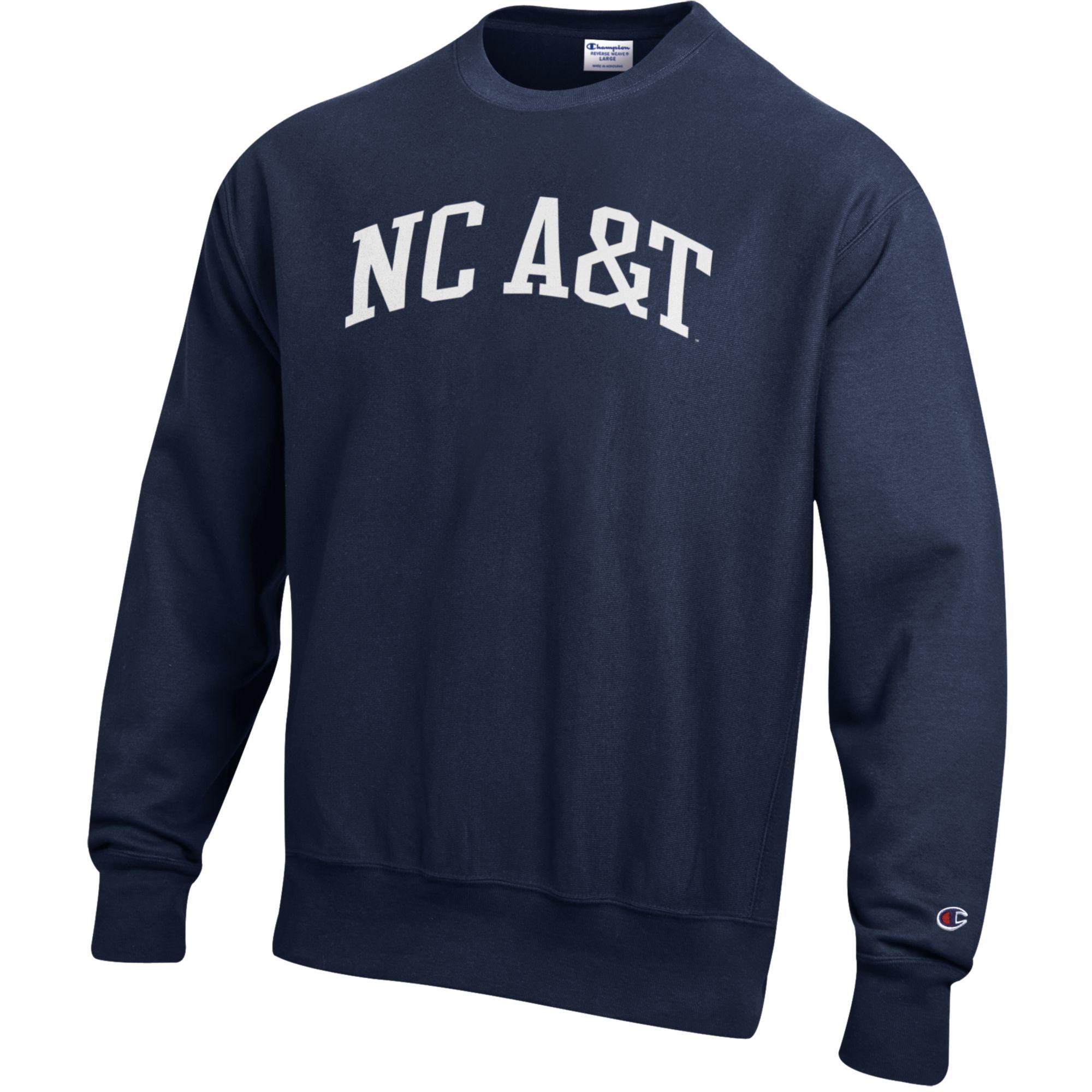 Men's Champion Navy North Carolina A&T Aggies Reverse Weave Fleece Crewneck Sweatshirt - Image 6