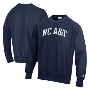 Men's Champion Navy North Carolina A&T Aggies Reverse Weave Fleece Crewneck Sweatshirt