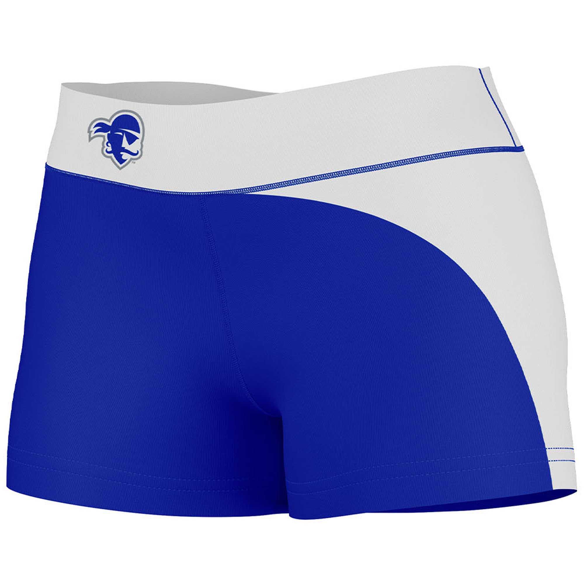 Women's Blue/White Seton Hall Pirates Plus Size Curve Side Shorts - Image 6