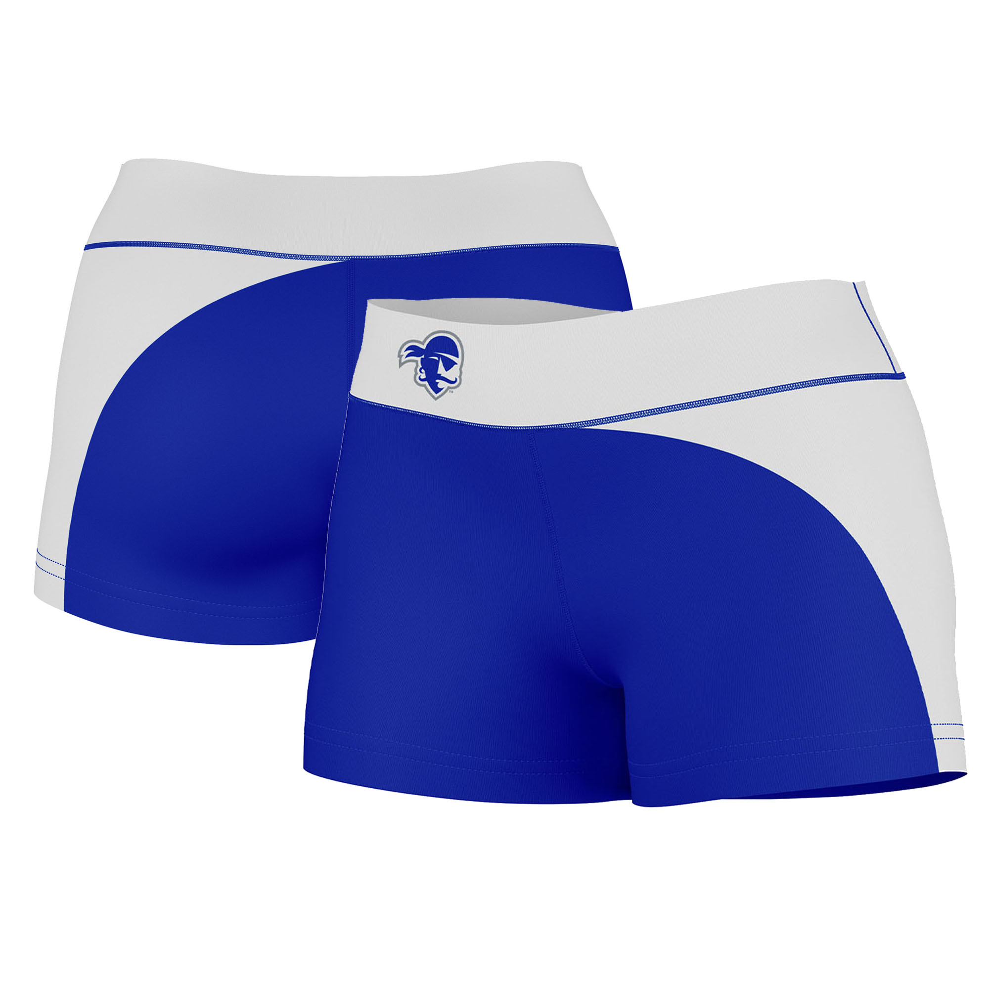 Women's Blue/White Seton Hall Pirates Plus Size Curve Side Shorts