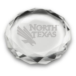North Texas Mean Green 3'' Optic Crystal Faceted Paperweight