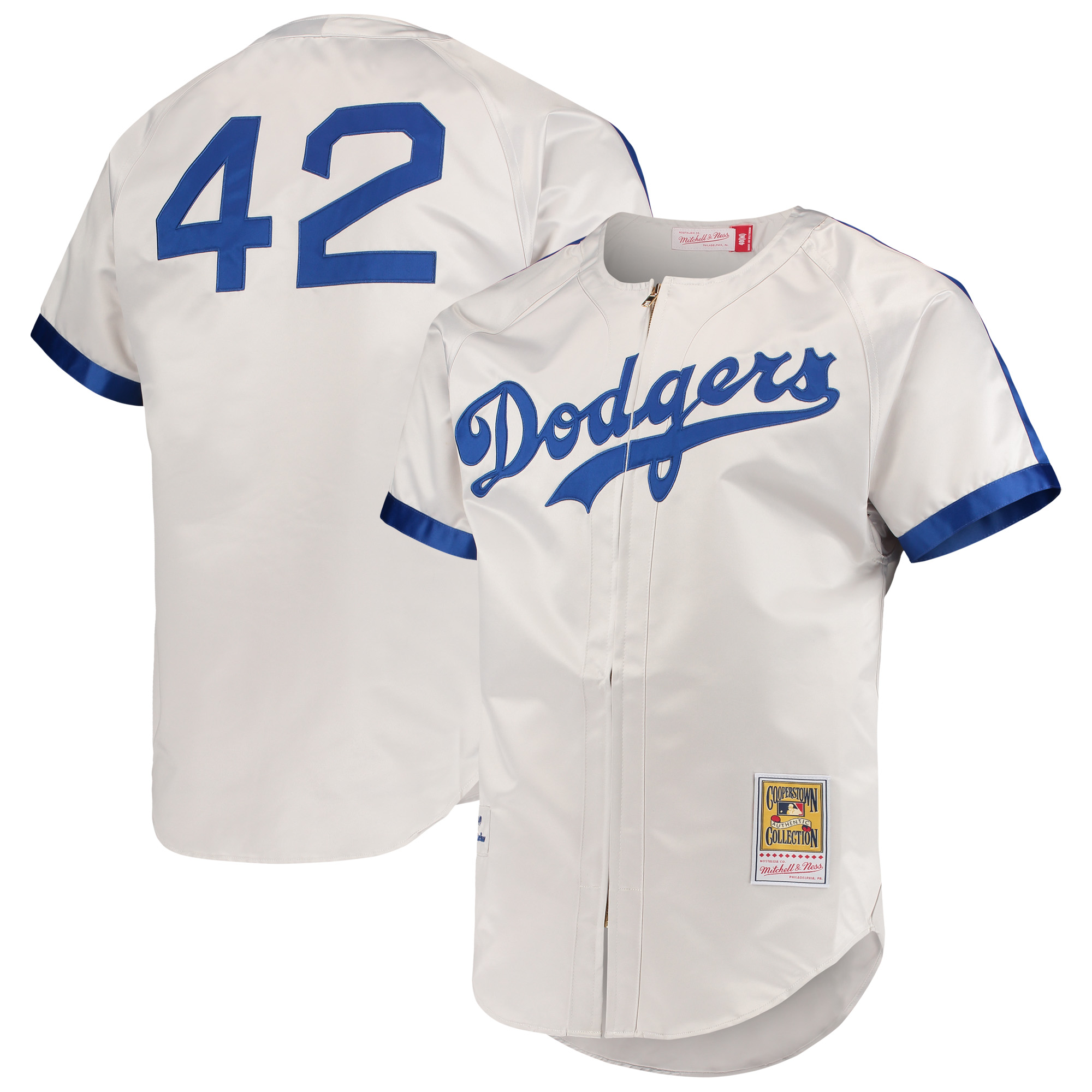 Men's Mitchell & Ness Jackie Robinson Gray Brooklyn Dodgers Cooperstown Collection Authentic Jersey - Image 2