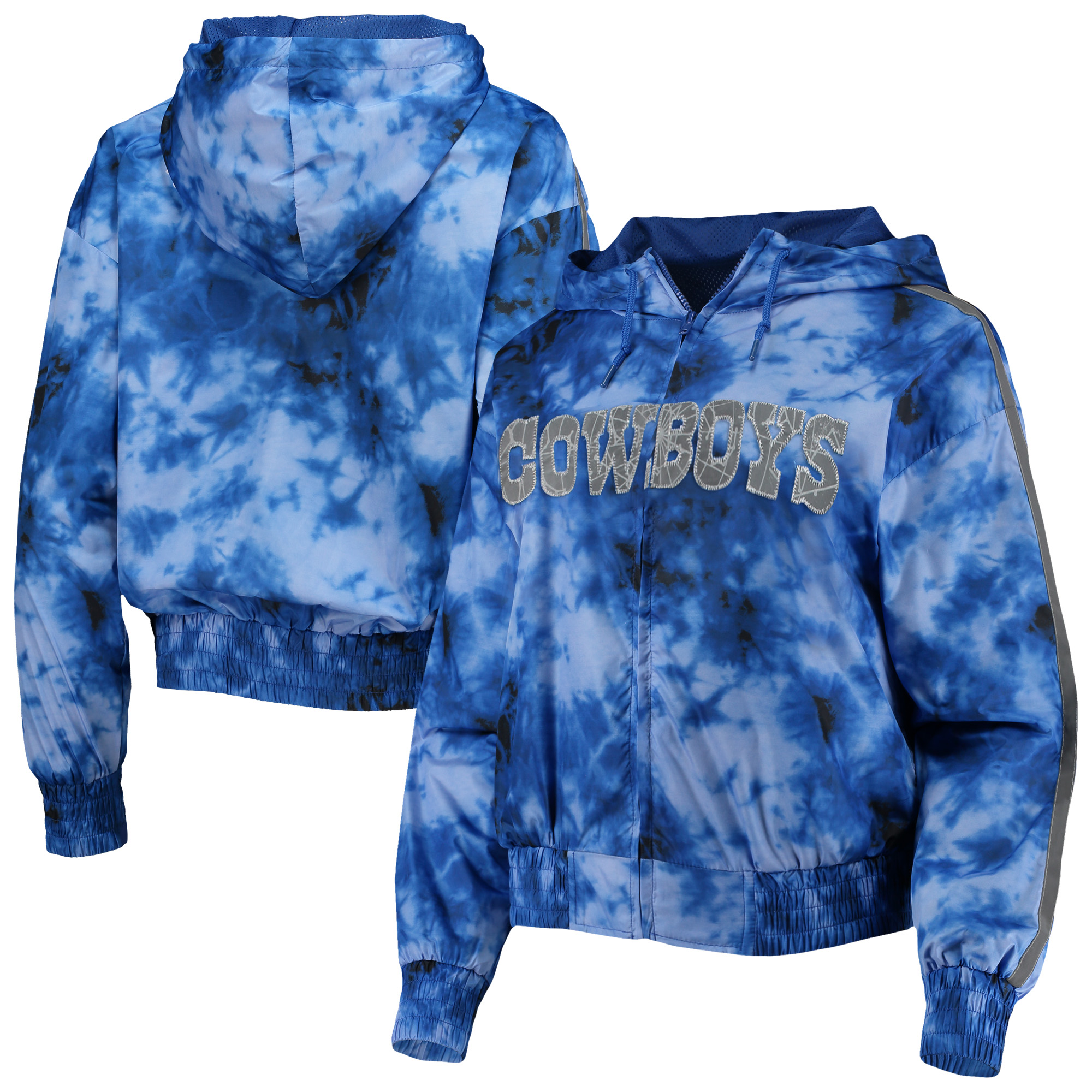 Women's Mitchell & Ness Navy Dallas Cowboys Galaxy Full-Zip Windbreaker Hoodie Jacket - Image 2