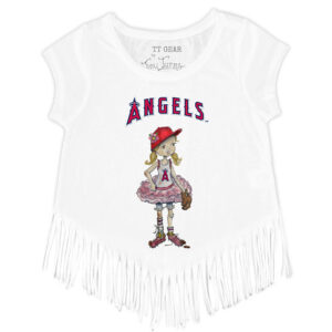 Girls Toddler Tiny Turnip White Los Angeles Angels Babes Fringe T-Shirt